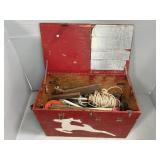 ICE FISHING GEAR IN WOOD CRATE