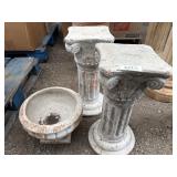 2 TERRACOTTA  PEDESTALS & PLANTER