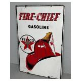 TEXACO FIRE CHIEF ENAMELED PUMP SIGN (REPRO)