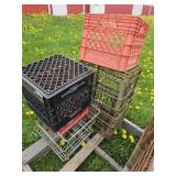 8 PLASTIC OR METAL MILK CRATES