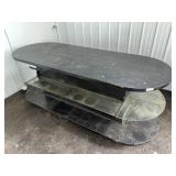 3-TIER DISPLAY RACK - WOOD & GLASS