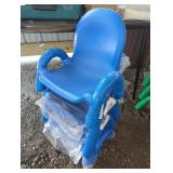 4 PLASTIC 9" YOUTH CHAIRS -BLUE