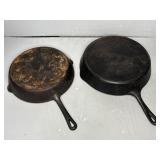 (2) CAST IRON SKILLET FRYING PANS