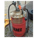 OIL TRANSFER PUMP ON 16 GALLON BARREL AND CART