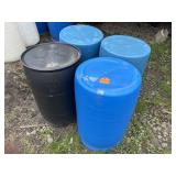 (4) 55 GALLON PLASTIC BARRELS WITHOUT LIDS