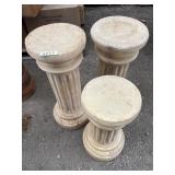 3 ROUND TOP TERRACOTTA PEDESTALS