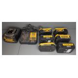 (6) DEWALT 20V LITHIUM ION BATTERIES, 2 CHARGERS