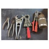 BUCKET OF CLAMP,TOOLS, & ELECTRIAL BOXES