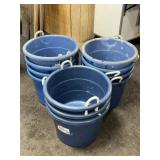 (8) PLASTIC 18 GALLON TUBS WITH ROPE HANDLES