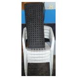 (4) PLASTIC CHAIRS AND RUBBER MAT
