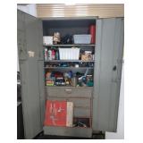 TWO DOOR METAL CABINET W/ HARDWARE CONTENTS