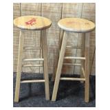 (2) WOODEN BAR STOOLS - 29" TALL