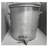 80 QT ALUMINUM STOCK POT W/ SPOUT, STEAMER BASKET