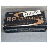 (1) BOX 45 AUTO GOLD DOT AMMUNITION