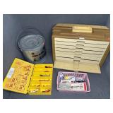 PLANO 777 BOX, FRABILL MINNOW PAIL, FLATFISH LOT