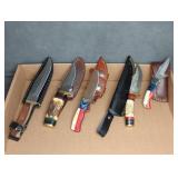(5) HUNTING/DAMASCUS KNIVES
