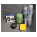 SLEEPING BAG, KITCHEN CLEAN KIT, TENT, PONCHO,
