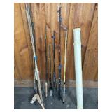 GROUPING OF FISHING POLES, RODS, CASE