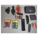 10+ KNIFE SHEATHS, HOLSTERS, SCOPE COVERS,