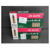 (2) 50 CARTRIDGE BOXES OF LELLIER &BELLOT .45 AUTO