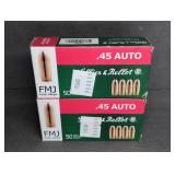 (2) 50 CARTRIDGE BOXES OF LELLIER &BELLOT .45 AUTO