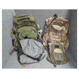 (2) HUNTING BACKPACKS, DUFFLE BAGS, FISHING BAG