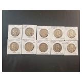 (10) FRANKLIN HALF DOLLARS