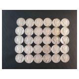 (30) UNSEARCHED MERCURY DIMES