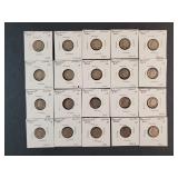 (20) SILVER ROOSEVELT DIME IN CARDBOARD FLIPS