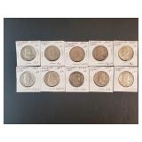 (10) FRANKLIN HALF DOLLARS