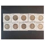 (10) FRANKLIN HALF DOLLARS