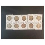 (10) FRANKLIN HALF DOLLARS