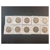 (10) FRANKLIN HALF DOLLARS