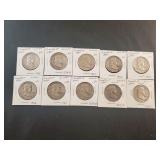 (10) FRANKLIN HALF DOLLARS