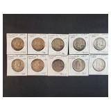 (10) FRANKLIN SILVER HALF DOLLARS