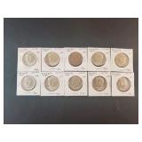 (10) SILVER KENNEDY HALF DOLLARS