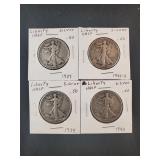 (4) WALKING LIBERTY HALF DOLLARS