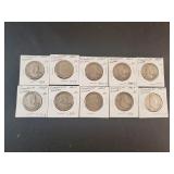 (10) FRANKLIN HALF DOLLARS