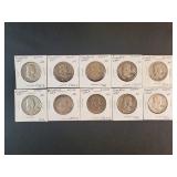 (10) FRANKLIN HALF DOLLARS