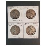 (4) WALKING LIBERTY HALF DOLLARS