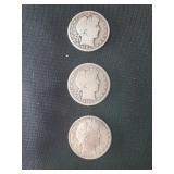 (2) 1902 & (1) 1904 BARBER HALF DOLLARS