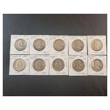 (10) FRANKLIN HALF DOLLARS