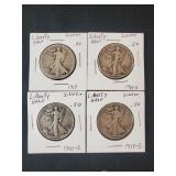 (4) WALKING LIBERTY HALF DOLLARS