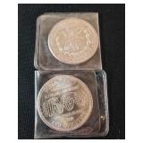 (2) 1 TROY OZ "WORLD TRADE" SILVER ROUNDS
