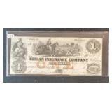 1853 #1  THE ADRAIN INSURANCE COMPANY MICHIGAN