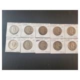 (10) FRANKLIN HALF DOLLARS