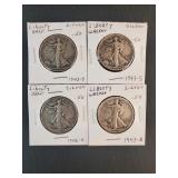 (4) WALKING LIBERTY HALF DOLLARS