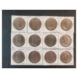 (12) EISENHOWER DOLLARS IN FLIPS