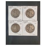 (4)  WALKING LIBERTY HALF DOLLARS