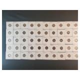 (50) MERCURY DIMES IN CARDBOARD FLIPS